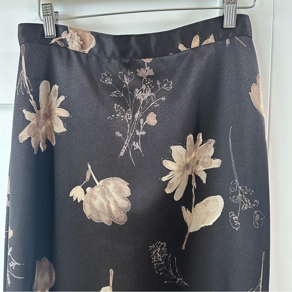Vintage Star CCC Brown Floral Satin Midi Skirt Phoebe Buffay Y2K Women's 11 - Picture 3 of 15